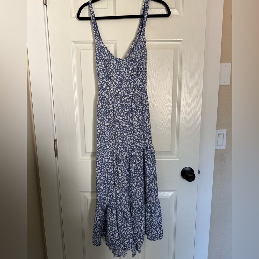 Women's Blue/Purple Floral Maxi Dress with V-Neck